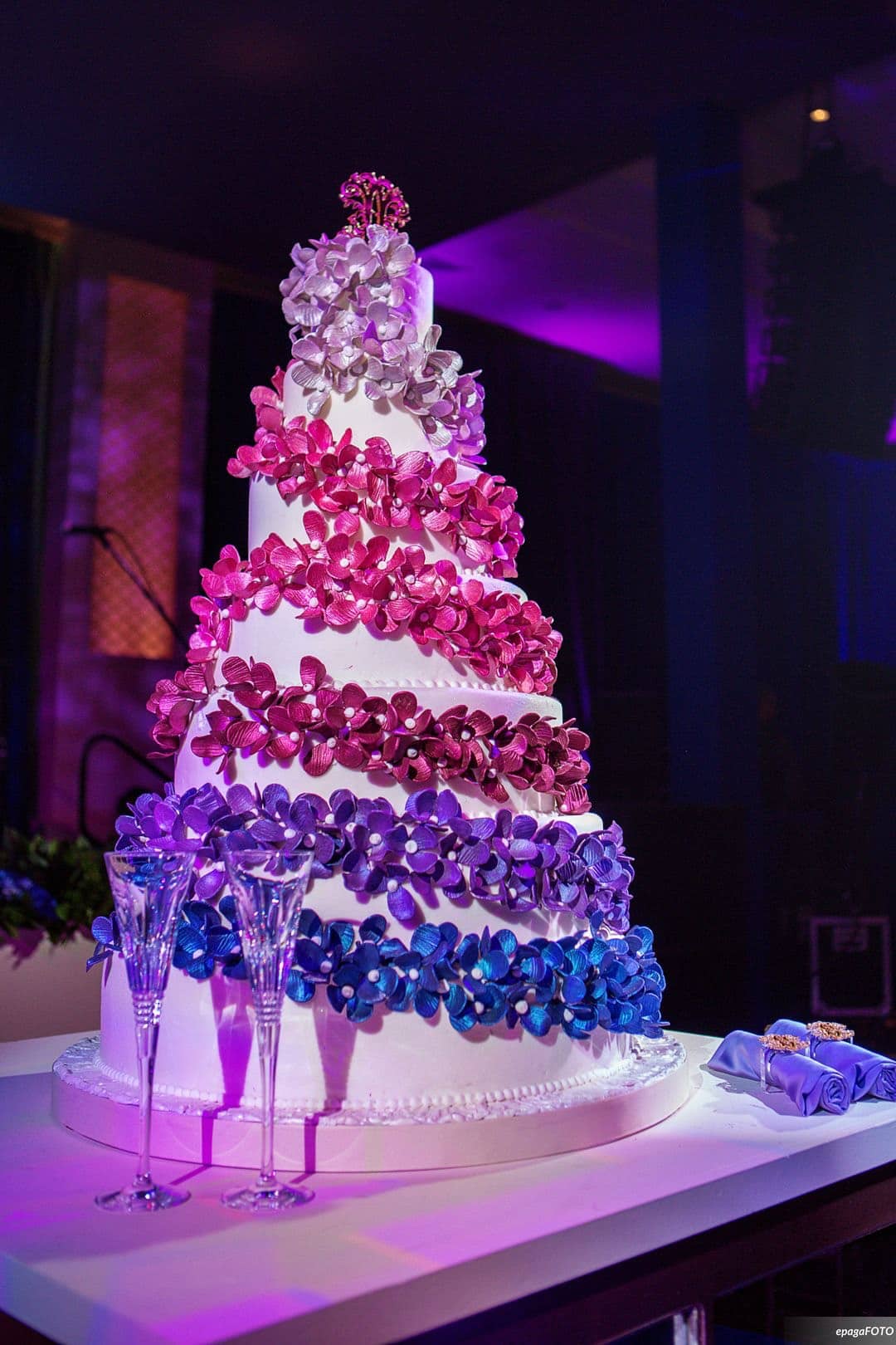 colorful wedding cake with flowers